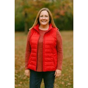 Lululemon Womens Vest Size 12 Red Puffer Goose Down Fill Sleeveless Jacket